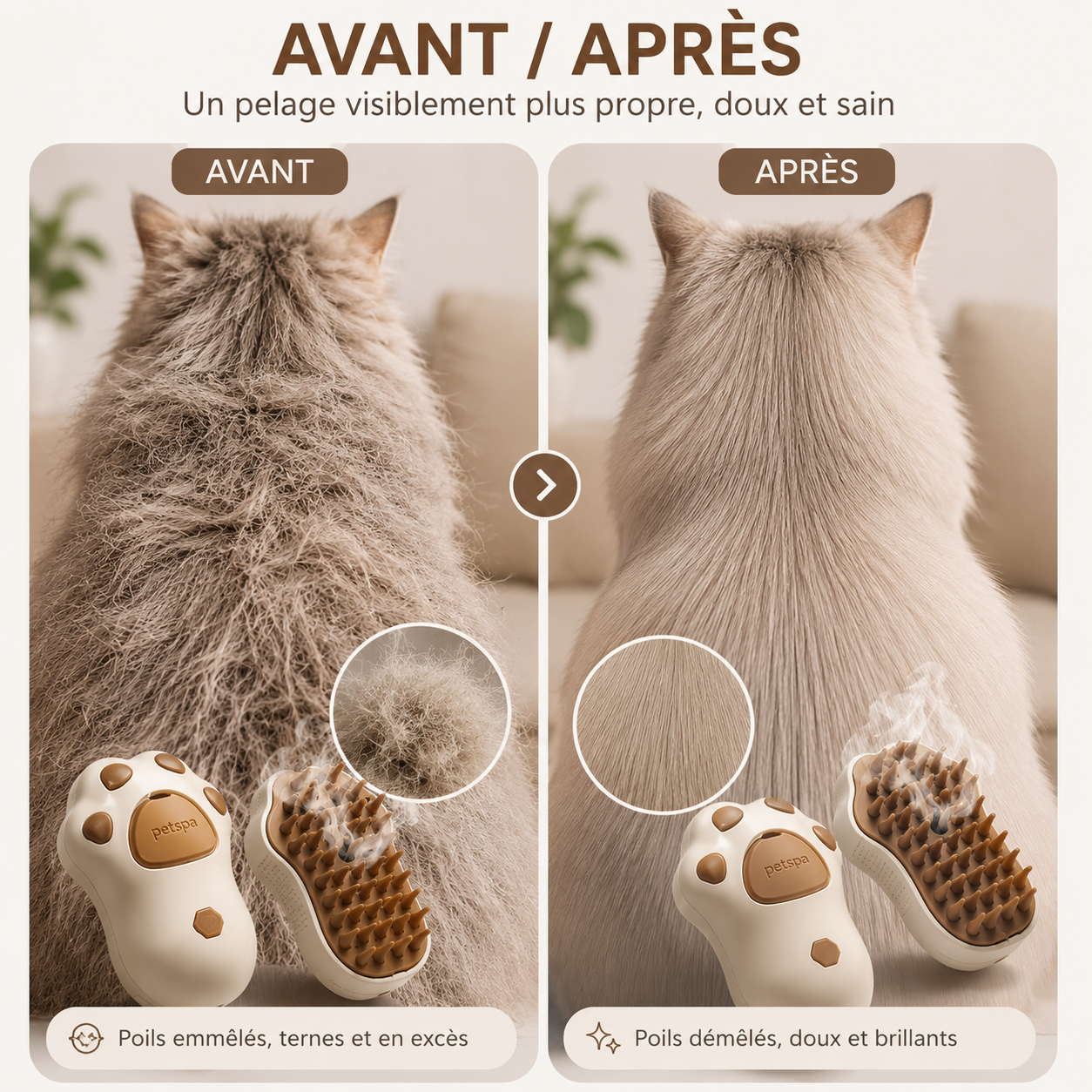 Brosse Patte de Chat : Brosse Vapeur Patte de Chat pour Chien et Chat — PAWLY