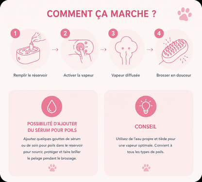 Brosse Patte de Chat : Brosse Vapeur Patte de Chat pour Chien et Chat — PAWLY